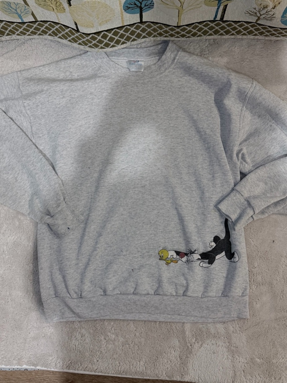 Gray Looney Tunes Graphic Crewneck Sweatshirt - Tweety & Sylvester